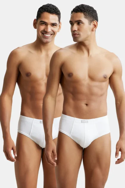 Super Combed Cotton Rib Solid Brief with StayFresh Treatment - White (Pack of 2)