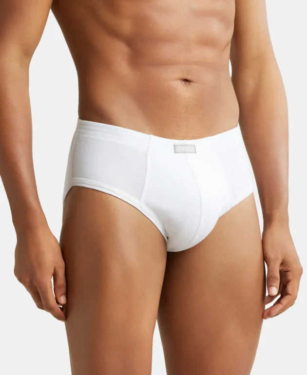 Super Combed Cotton Rib Solid Brief with StayFresh Treatment - White (Pack of 2) - Image 2