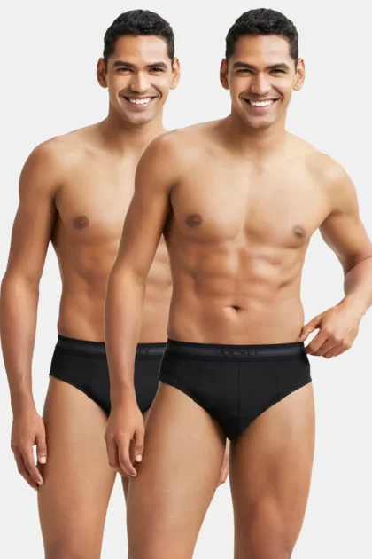 Super Combed Cotton Solid Brief with Stay Fresh Treatment - Black (Pack of 2)
