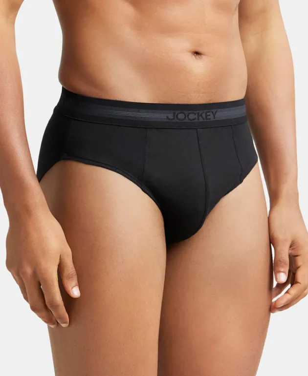 Super Combed Cotton Solid Brief with Stay Fresh Treatment - Black (Pack of 2) - Image 2