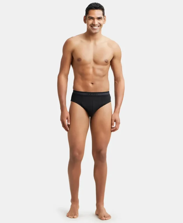 Super Combed Cotton Solid Brief with Stay Fresh Treatment - Black (Pack of 2) - Image 4