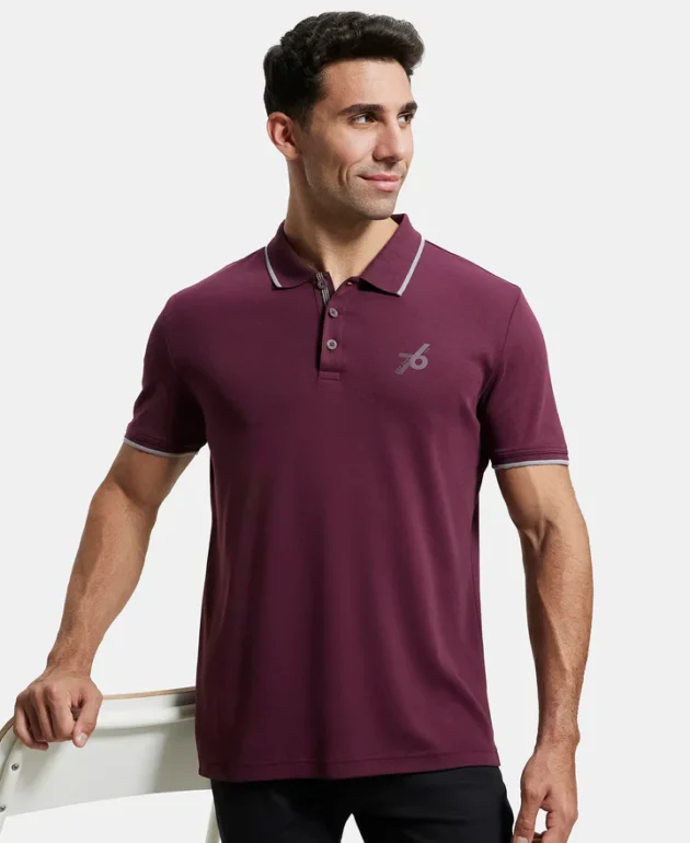 Super Combed Cotton Rich Solid Half Sleeve Polo T-Shirt - Image 2