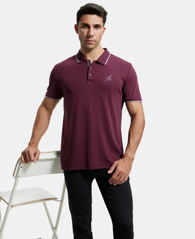 Super Combed Cotton Rich Solid Half Sleeve Polo T-Shirt - Image 3