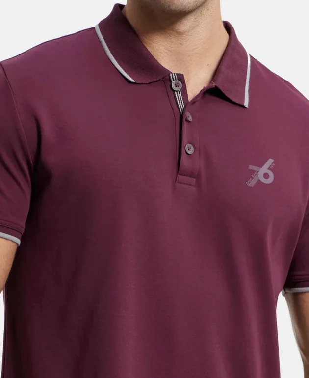 Super Combed Cotton Rich Solid Half Sleeve Polo T-Shirt - Image 4