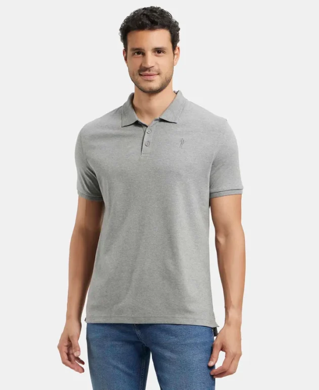 Super Combed Cotton Rich Solid Half Sleeve Polo T-Shirt