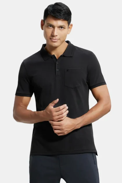 Super Combed Cotton Rich Solid Half Sleeve Polo T-Shirt with Chest Pocket
