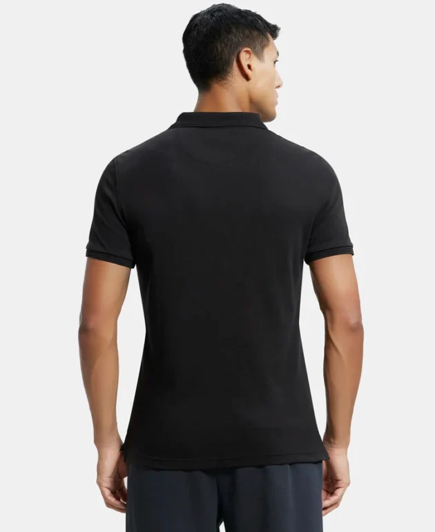 Super Combed Cotton Rich Solid Half Sleeve Polo T-Shirt with Chest Pocket - Image 3