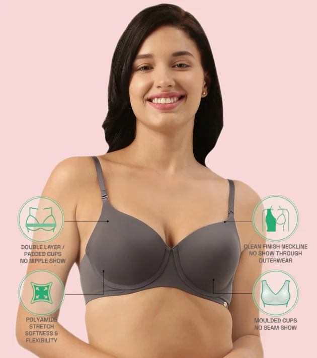 Enamor Innovations Ecolite, Smoother Perfect Lift Women's T-Shirt Bra - Crush Proof Cups, Padded, Wired, High Coverage - F057 - Image 2