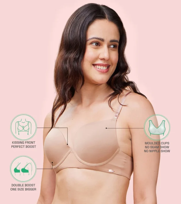 Enamor Innovations Transform Gel-Cup, Air-Brush Enhancer, Double Push-Up Women's Bra - Powder finish, Padded, Wired, Medium Coverage - F114 - Image 9