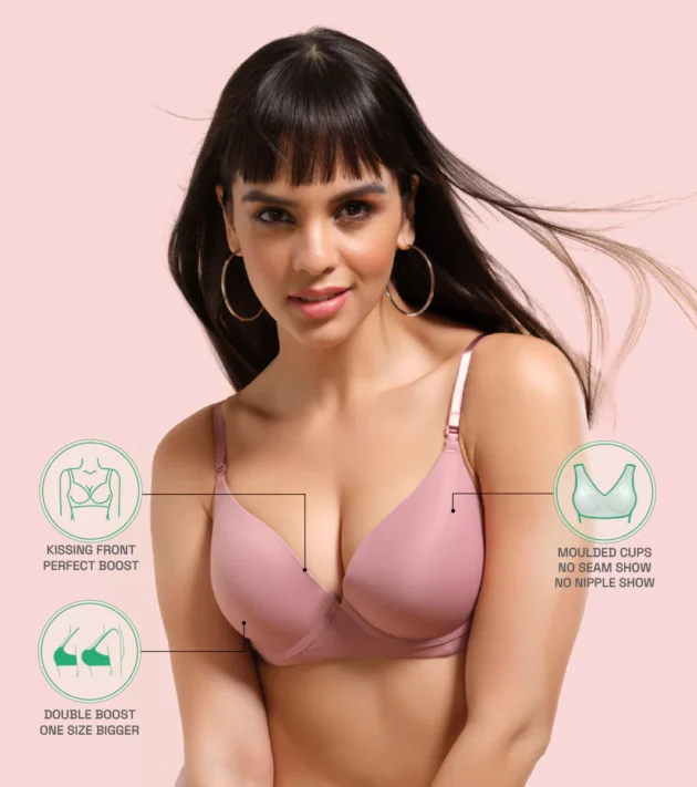 Enamor Innovations Transform Gel-Cup, Air-Brush Enhancer, Double Push-Up Women's Bra - Powder finish, Padded, Wired, Medium Coverage - F114 - Image 4