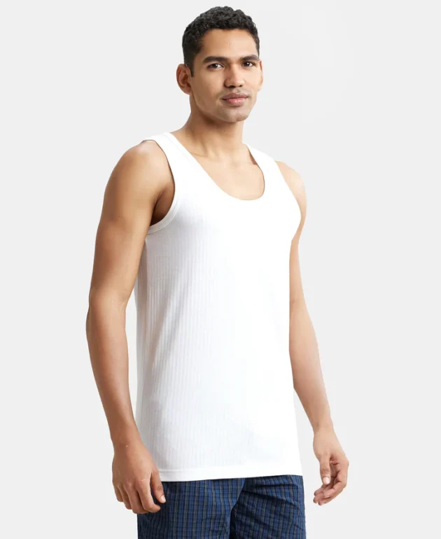 Super Combed Cotton Round Neck Sleeveless Vest - White (Pack of 2) - Image 4