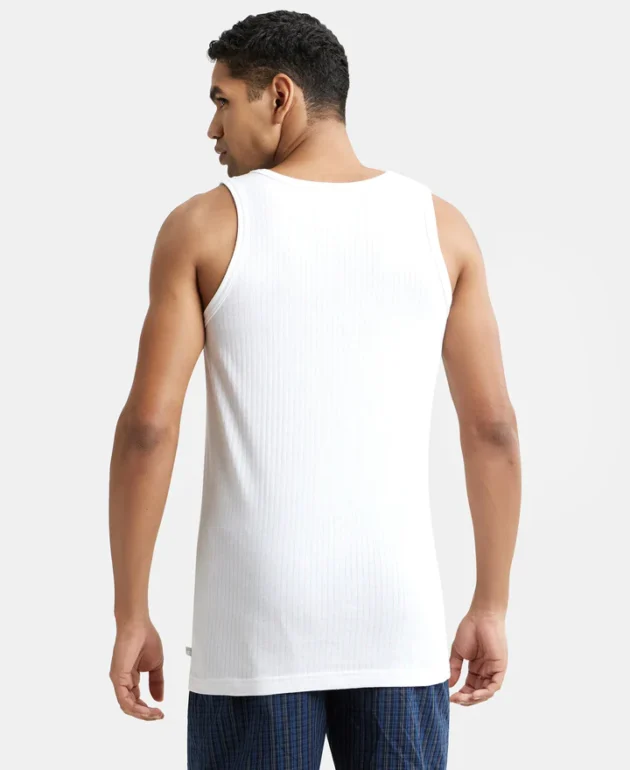Super Combed Cotton Round Neck Sleeveless Vest - White (Pack of 2) - Image 2