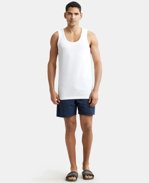 Super Combed Cotton Round Neck Sleeveless Vest - White (Pack of 2) - Image 3