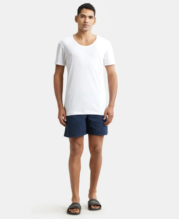 Super Combed Cotton Round Neck Half Sleeved Vest - White (Pack of 2) - Image 4