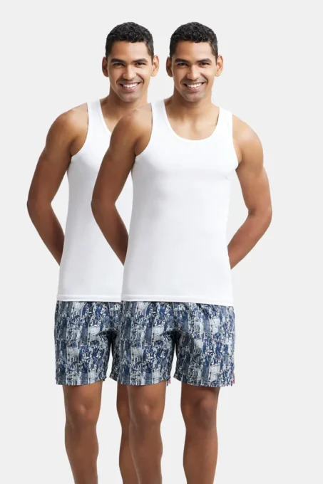 Super Combed Cotton Round Neck Sleeveless Vest - White (Pack of 2)