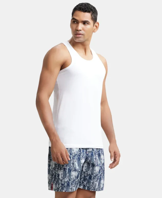 Super Combed Cotton Round Neck Sleeveless Vest - White (Pack of 2) - Image 2