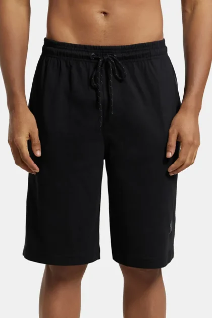 Super Combed Cotton Rich Regular Fit Shorts with Side Pockets - Black
