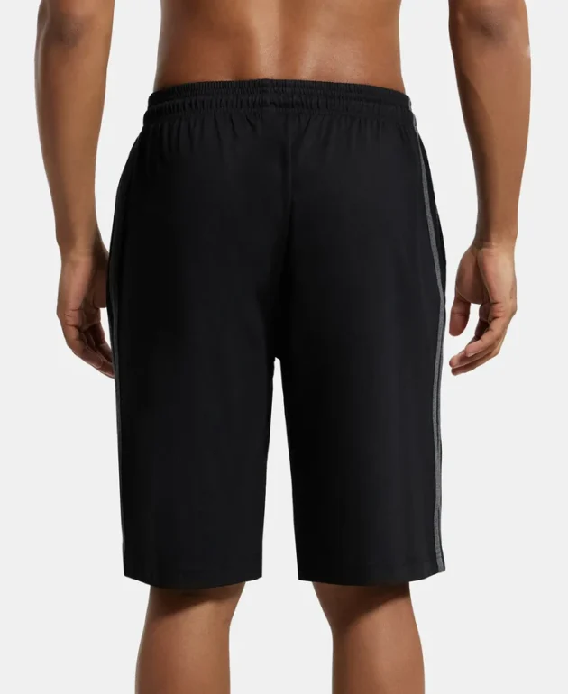 Super Combed Cotton Rich Regular Fit Shorts with Side Pockets - Black - Image 3