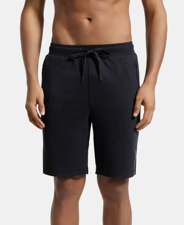 Super Combed Cotton Rich Straight Fit Shorts with Zipper Pockets - Black