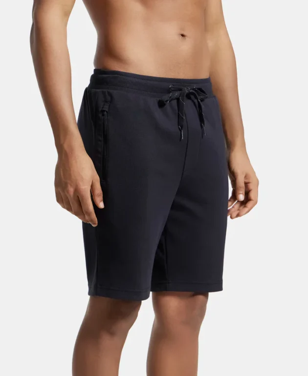 Super Combed Cotton Rich Straight Fit Shorts with Zipper Pockets - Black - Image 2