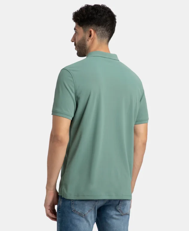 Microfiber Fabric Solid Half Sleeve Polo T-Shirt with StayDry & StayFresh Technology - Image 3