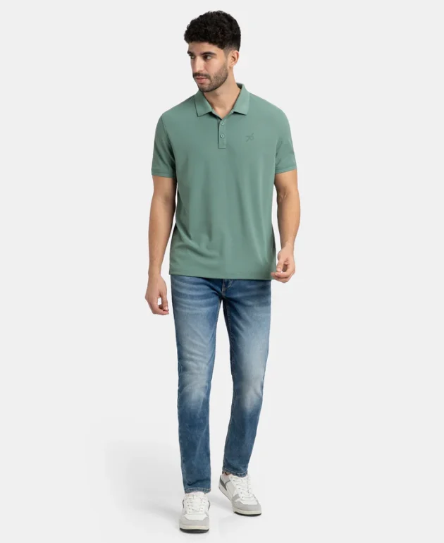 Microfiber Fabric Solid Half Sleeve Polo T-Shirt with StayDry & StayFresh Technology - Image 4