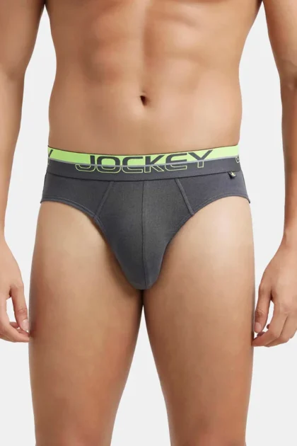 Super Combed Cotton Rib Solid Brief with Ultrasoft Waistband - Asphalt