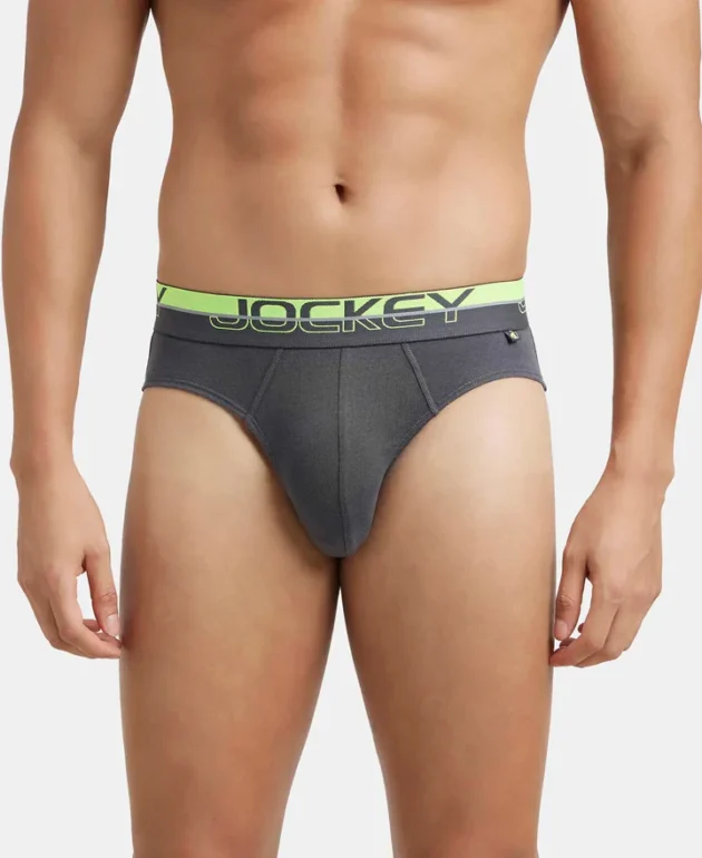 Super Combed Cotton Rib Solid Brief with Ultrasoft Waistband - Asphalt