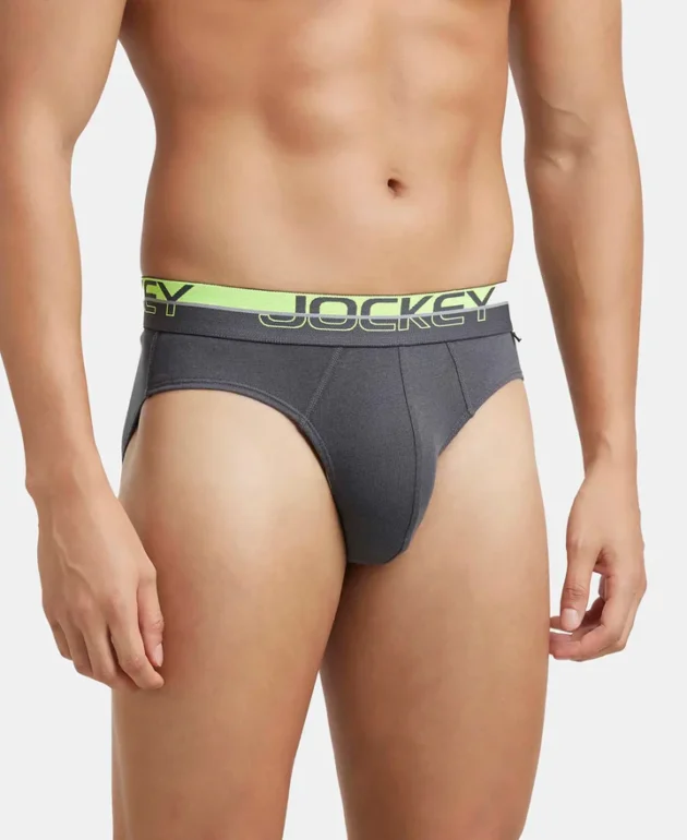 Super Combed Cotton Rib Solid Brief with Ultrasoft Waistband - Asphalt - Image 3