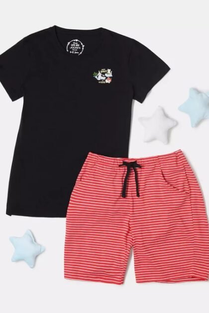 Girl's Super Combed Cotton Short Sleeve T-Shirt and Printed Shorts Set