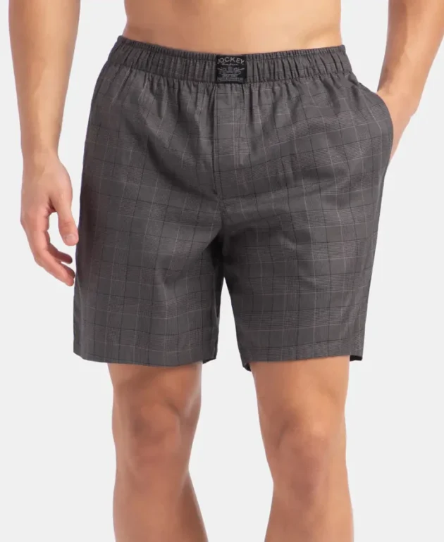 Tencel Lyocell Cotton Checkered Boxer Shorts with Side Pockets - Image 4