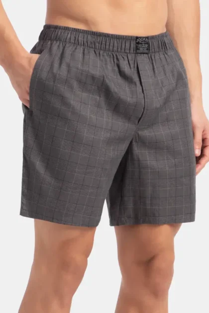 Tencel Lyocell Cotton Checkered Boxer Shorts with Side Pockets