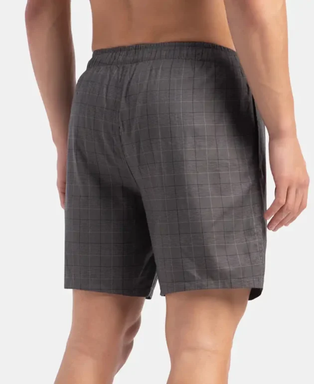 Tencel Lyocell Cotton Checkered Boxer Shorts with Side Pockets - Image 2