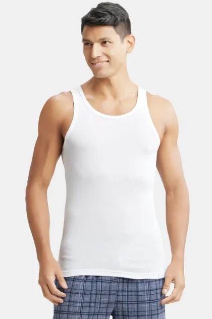 Tencel Micro Modal Cotton Rib Sleeveless Vest with Extended Length - White