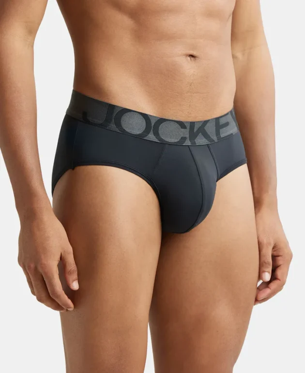 Tactel Microfiber Elastane Stretch Solid Brief with Moisture Move Properties - Black - Image 2
