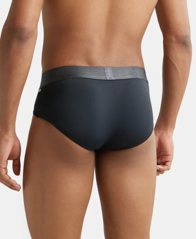 Tactel Microfiber Elastane Stretch Solid Brief with Moisture Move Properties - Black - Image 3