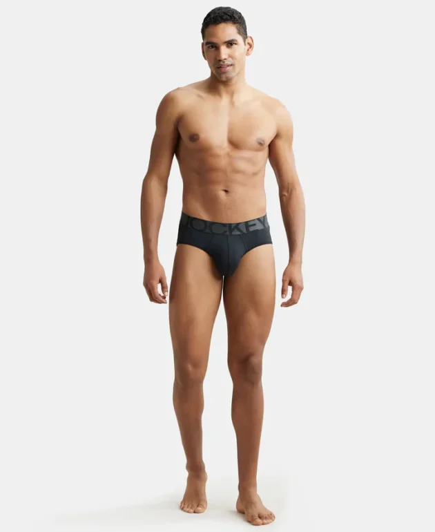 Tactel Microfiber Elastane Stretch Solid Brief with Moisture Move Properties - Black - Image 4