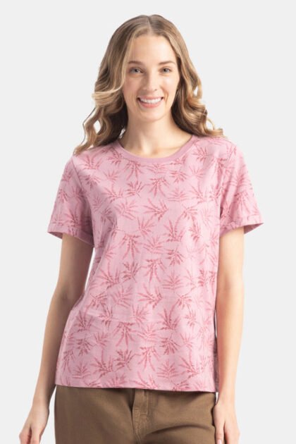 Super Combed Cotton Relaxed Fit Printed Half Sleeve T-Shirt - Lilas