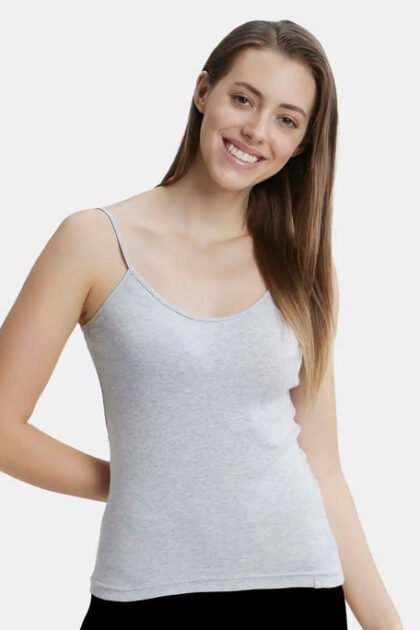 Super Combed Cotton Rib Camisole with Adjustable Straps and StayFresh Treatment - White