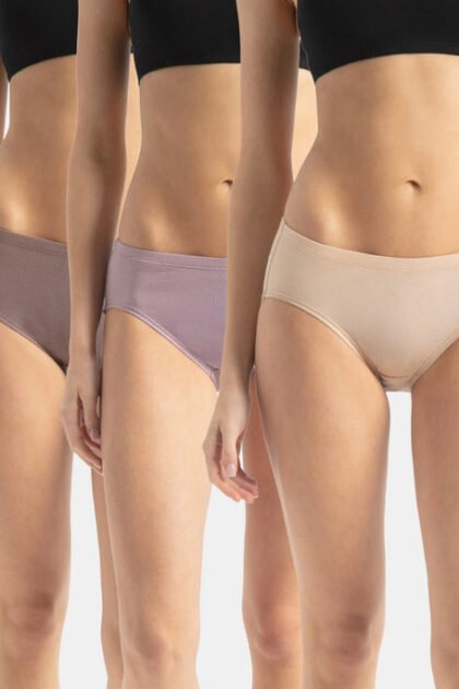 High Coverage Super Combed Cotton Elastane Stretch High Waist Hipster With Concealed Waistband and StayFresh Treatment - Assorted Colors (Pack of 3)