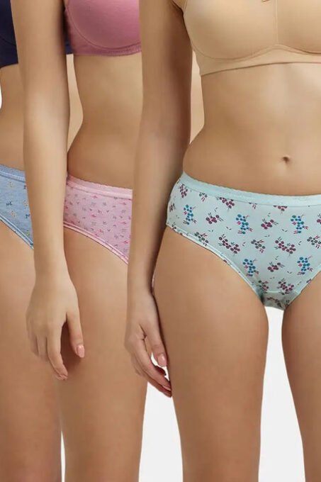 High Coverage Super Combed Cotton Hipster With Ultrasoft Exposed Waistband and StayFresh Treatment - Dark Prints (Pack of 3)