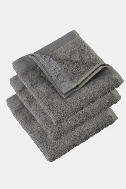 Bamboo Cotton Blend Terry Ultrasoft and Durable Face Towel with Natural StayFresh Properties - Grey (Pack of 3)