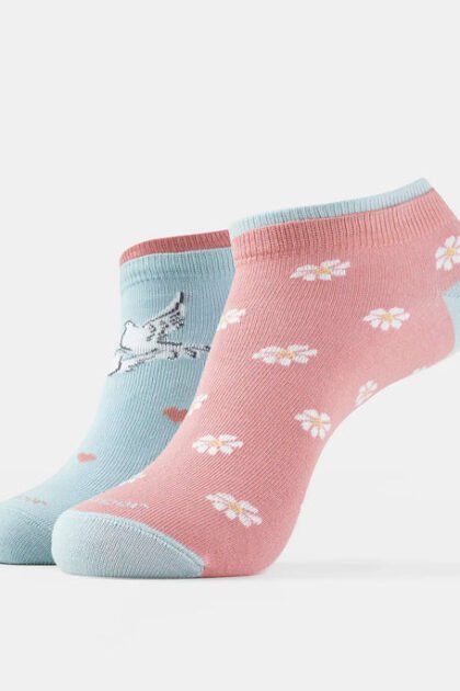 Compact Cotton Stretch Low Show Socks with StayFresh Treatment - Niagara Mist & Brandied Apricot (Pack of 2)