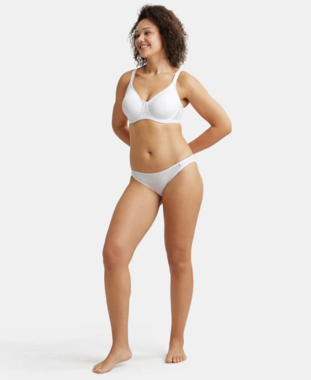 Under-Wired Non-Padded Soft Touch Microfiber Elastane Stretch Full Coverage Minimizer Bra with Broad Wings - - Image 5