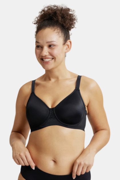 Under-Wired Non-Padded Soft Touch Microfiber Elastane Stretch Full Coverage Minimizer Bra with Broad Wings -