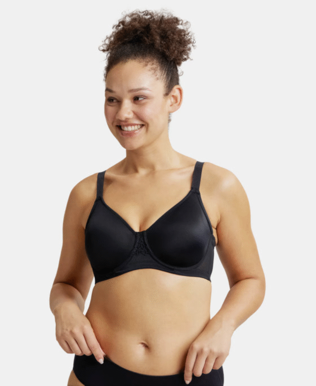 Under-Wired Non-Padded Soft Touch Microfiber Elastane Stretch Full Coverage Minimizer Bra with Broad Wings -