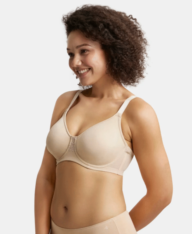 Under-Wired Non-Padded Soft Touch Microfiber Elastane Stretch Full Coverage Minimizer Bra with Broad Wings - - Image 6