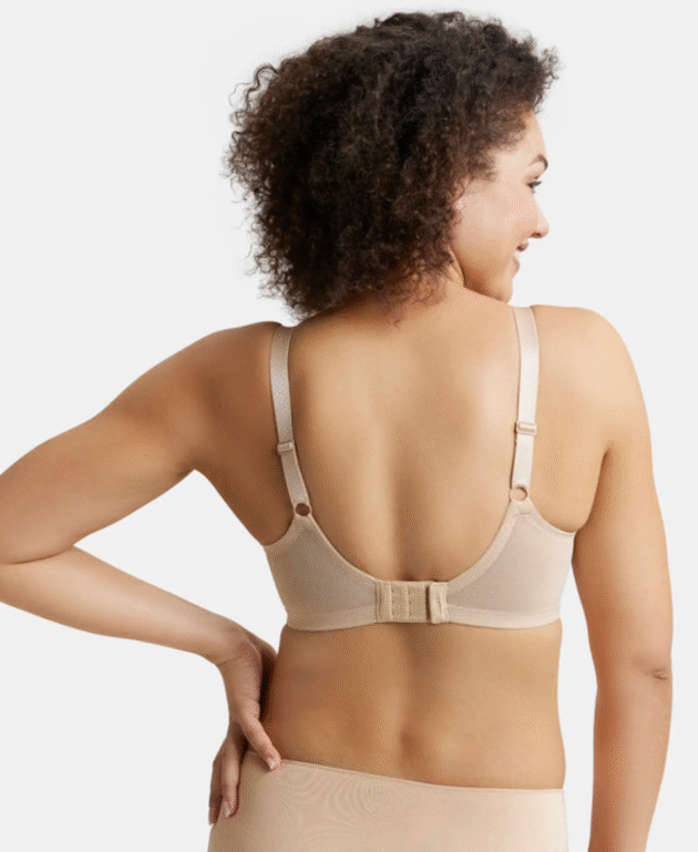 Under-Wired Non-Padded Soft Touch Microfiber Elastane Stretch Full Coverage Minimizer Bra with Broad Wings - - Image 3