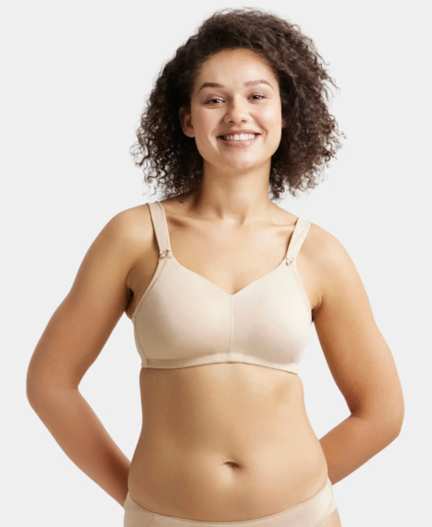 Wirefree Non Padded Soft Touch Microfiber Elastane Stretch Full Coverage Minimizer Bra with Broad Cushioned Fabric Strap - Image 3