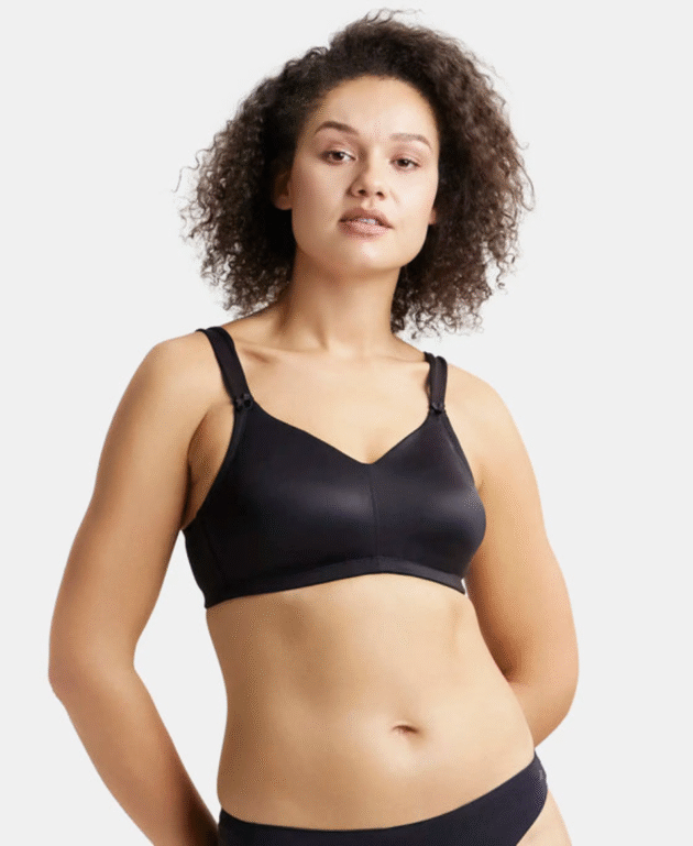 Wirefree Non Padded Soft Touch Microfiber Elastane Stretch Full Coverage Minimizer Bra with Broad Cushioned Fabric Strap - Image 4